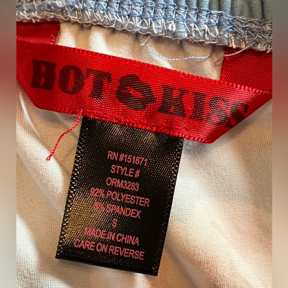 Hot Kiss baby blue pink floral high low stretchy dress off shoulder midi S - Picture 9 of 12